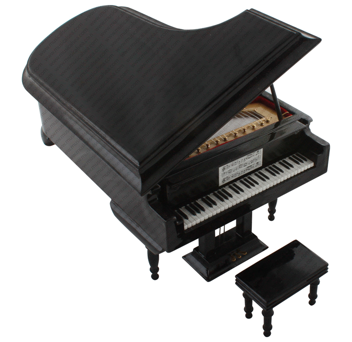 Miniature Black Pianp and Chair Musical instrument Replica Gift